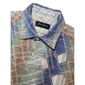 Jhane Barnes Mens M Cotton Short Sleeve Button Down Shirt Abstract Geometric